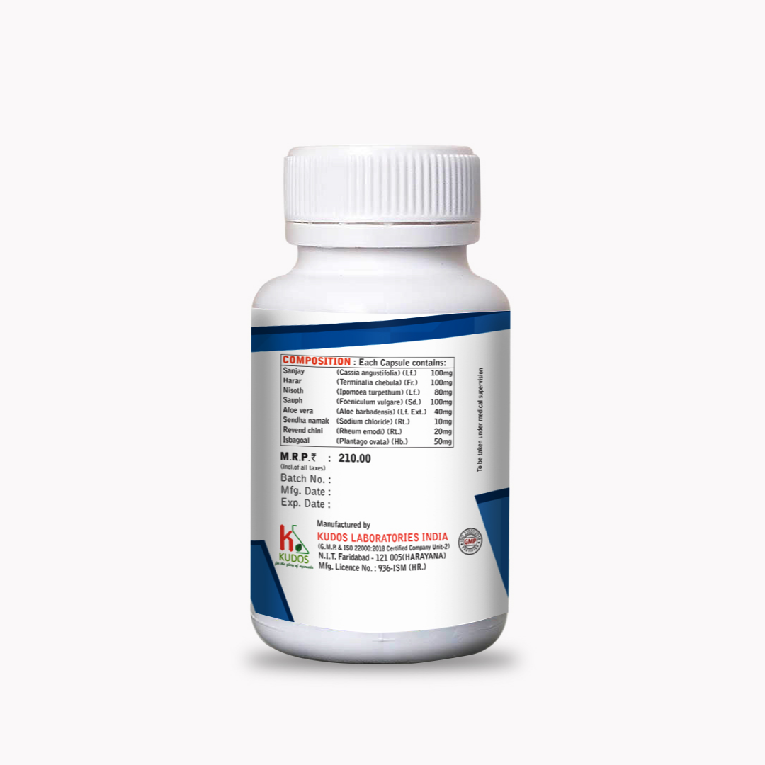 Laxative Capsules_30 Cap A natural and gentle remedy for constipation, these capsules promote healthy bowel movement without discomfort or dependency.
