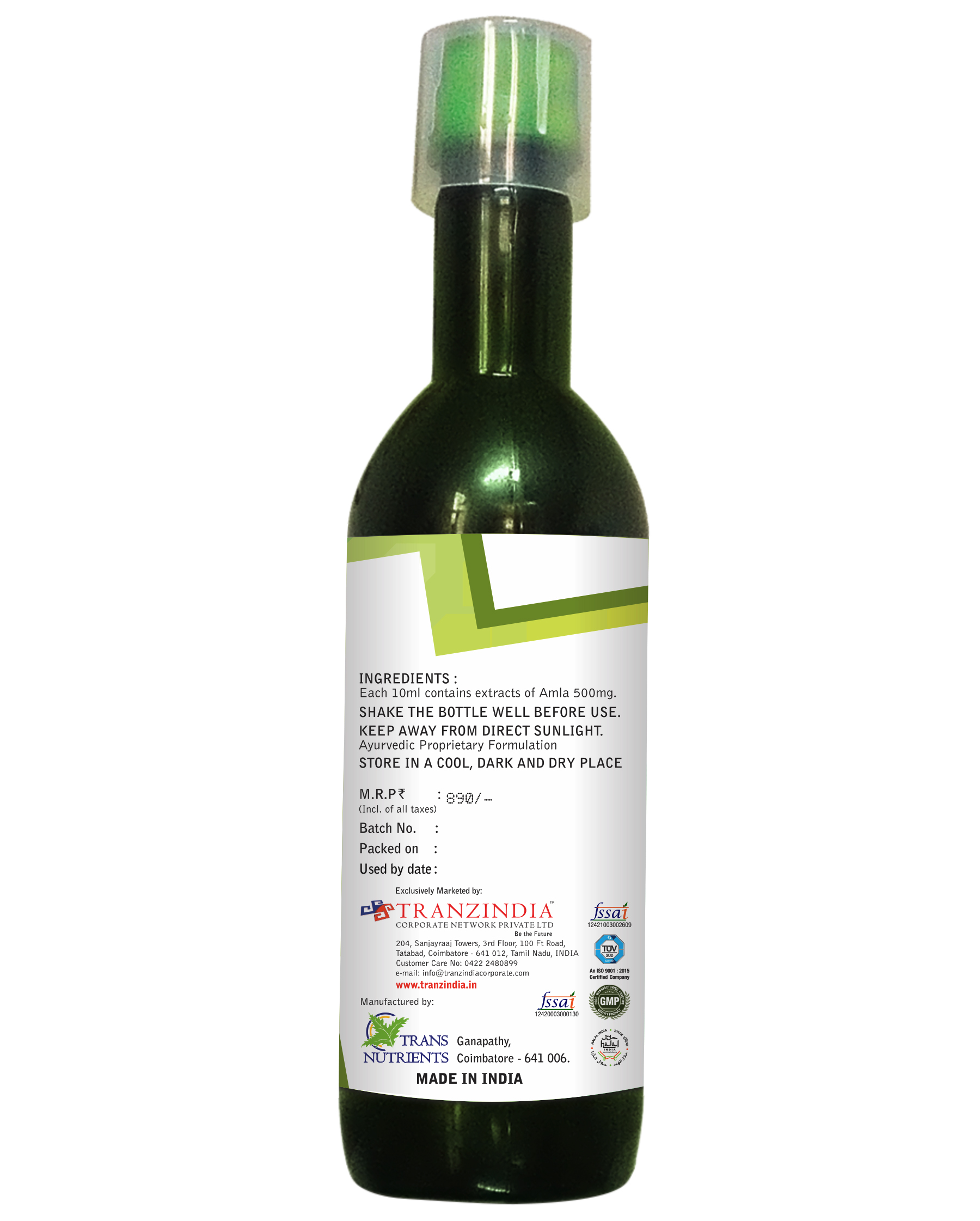 Amla Juice_500ml Made from fresh Indian gooseberries, Amla Juice is a powerful antioxidant-rich drink that rejuvenates, detoxifies, and strengthens the immune system.
