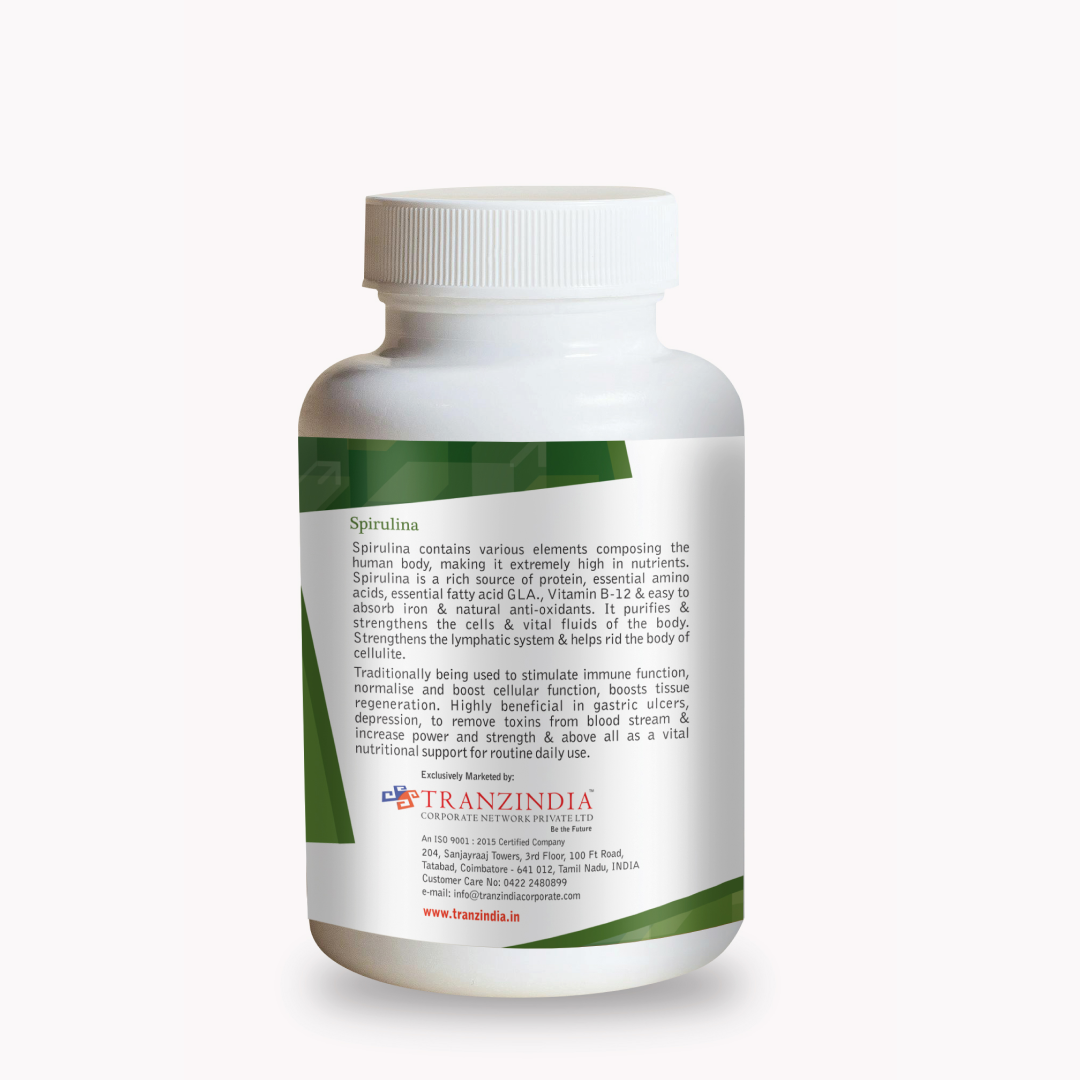 Spirulina Capsules_90 Cap Spirulina is a nutrient-dense superfood. These capsules support energy, immunity, and detox in a natural, plant-based way.